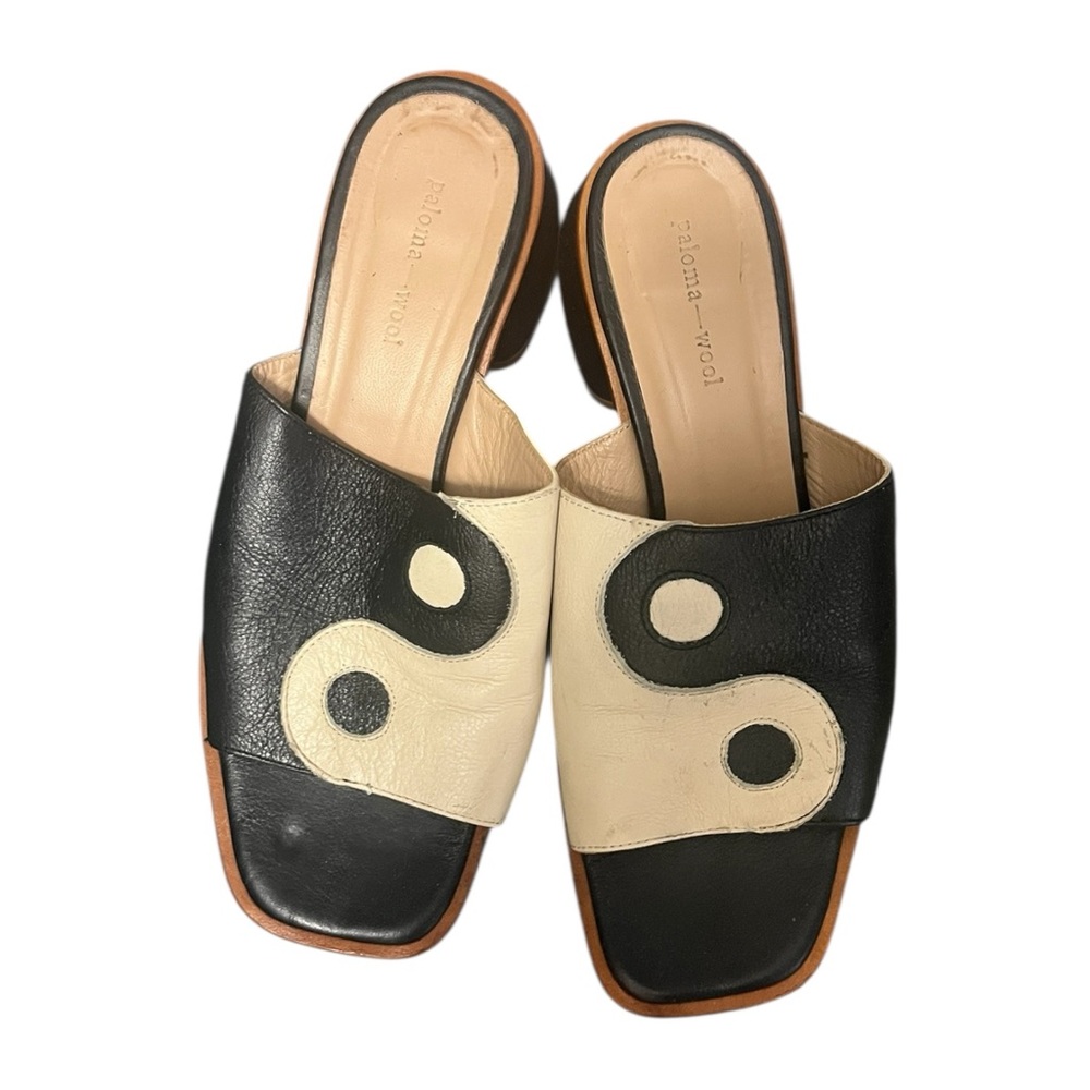 Paloma Wool Yin Yang Black and Cream Mules